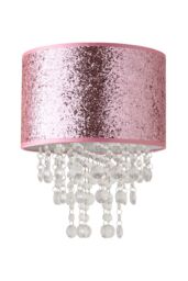 ValueLights Bonita 28cm Glitter Droplets Easy Fit Pendant Lamp Shade with Bulb in Pink - thumbnail 6
