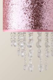 ValueLights Bonita 28cm Glitter Droplets Easy Fit Pendant Lamp Shade with Bulb in Pink - thumbnail 5