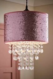 ValueLights Bonita 28cm Glitter Droplets Easy Fit Pendant Lamp Shade with Bulb in Pink - thumbnail 2