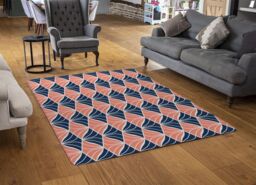 Benjamin Tate Design Navy & Pink Geometric Shells Rug in Natural - Size: Large - thumbnail 2