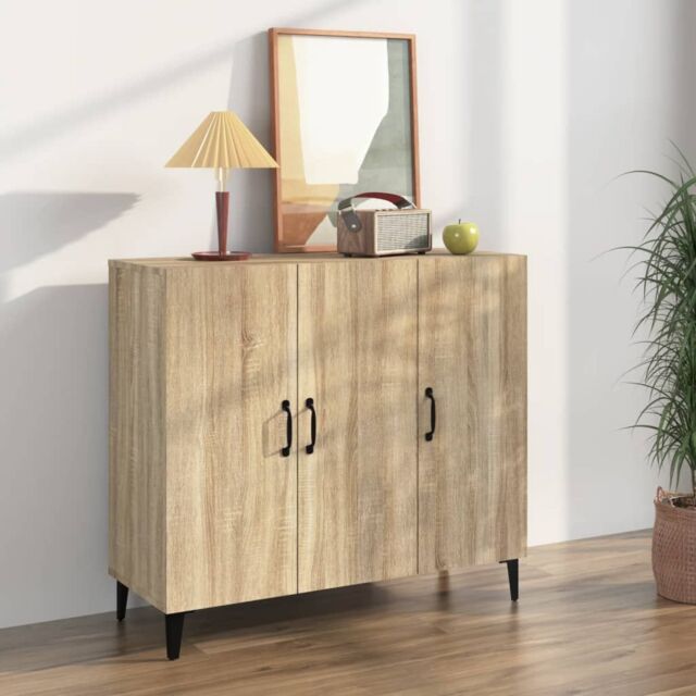 Berkfield Home Sideboard Sonoma Oak 90x34x80 cm Engineered Wood in Brown - Size: 90 x 34 x 80 cm - image 1