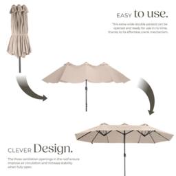 tectake Parasol Silia in Beige - Size: Large - thumbnail 3