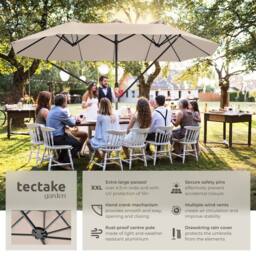 tectake Parasol Silia in Beige - Size: Large - thumbnail 2
