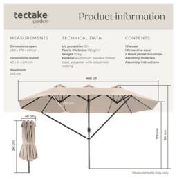 tectake Parasol Silia in Beige - Size: Large - thumbnail 6
