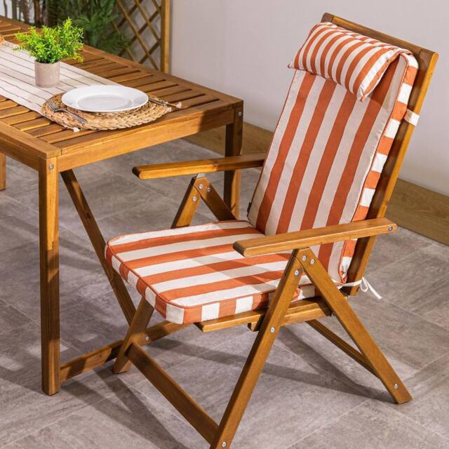 icon High Back Seat Pad Deck Stripe, Cushion, Terracotta - image 1