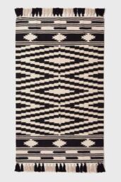 Homescapes Dinan Black & White Kilim Cotton Rug - Size: 90 cm x 150 cm - thumbnail 2