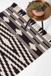 Homescapes Dinan Black & White Kilim Cotton Rug - Size: 90 cm x 150 cm - thumbnail 1