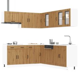 Berkfield Home 11 Piece Kitchen Cabinet Set Lucca Artisan Oak Engineered Wood in Brown - thumbnail 1