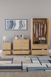 Home Discount Vida Designs Riano 3Pc Bedroom Set - 3 Drawer Bedside & 4 Drawer Chest in Brown - thumbnail 3
