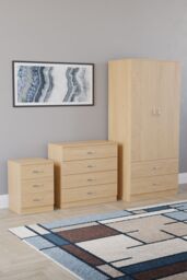 Home Discount Vida Designs Riano 3Pc Bedroom Set - 3 Drawer Bedside & 4 Drawer Chest in Brown