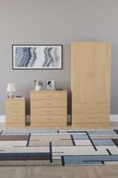 Home Discount Vida Designs Riano 3Pc Bedroom Set - 3 Drawer Bedside & 4 Drawer Chest in Brown - thumbnail 4