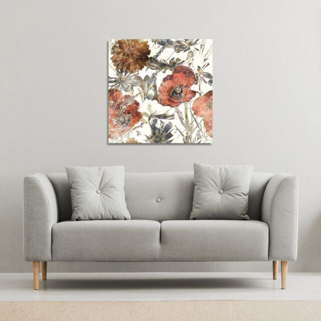 Benjamin Tate Design Watercolour Flower Print (Canvas Print) / 90 x 90 x 4cm in Natural - Size: 90 x 90 x 4 cm - image 1