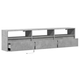 Berkfield Home TV Wall Cabinet with LED Concrete Grey 180x31x45 cm - Size: 180 x 31 x 45 cm - thumbnail 9