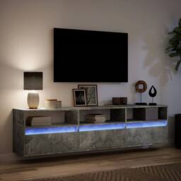 Berkfield Home TV Wall Cabinet with LED Concrete Grey 180x31x45 cm - Size: 180 x 31 x 45 cm - thumbnail 5
