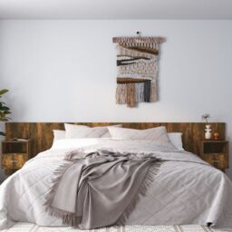 Berkfield Home Bed Headboard with Cabinets Smoked Oak Engineered Wood in Brown - thumbnail 1