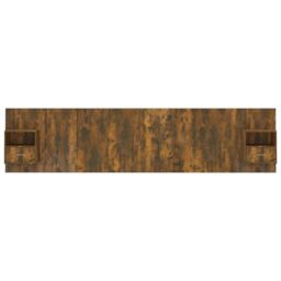 Berkfield Home Bed Headboard with Cabinets Smoked Oak Engineered Wood in Brown - thumbnail 3