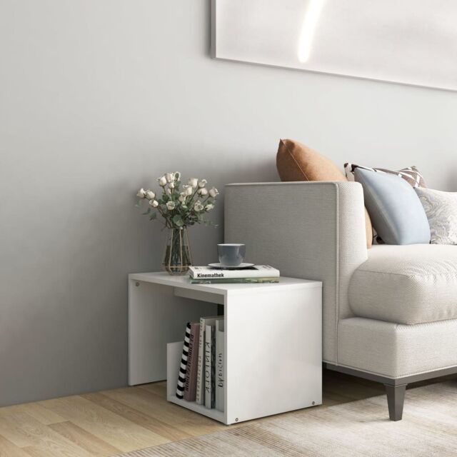 Berkfield Home Side Table White 59x36x38 cm Engineered Wood - Size: 59 x 36 x 38 cm - image 1