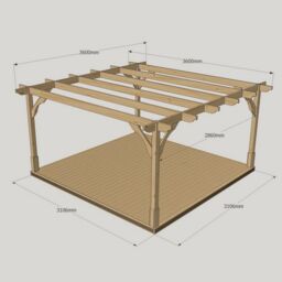 Rutland County Garden Furniture Ltd Premium Pergola & Decking Kit, Wood, L360 x W360 cm, Light Green - thumbnail 5