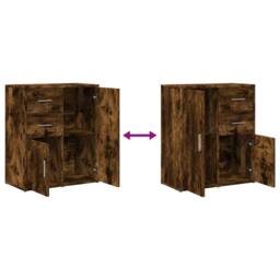 Berkfield Home Sideboards 2 pcs Smoked Oak 60x31x70 cm Engineered Wood in Brown - Size: 60 x 31 x 70 cm - thumbnail 8