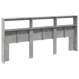 Berkfield Home Headboard Cabinet with LED Concrete Grey 220x17x102 cm - Size: 220 x 17 x 102 cm - thumbnail 8