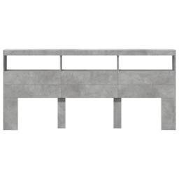 Berkfield Home Headboard Cabinet with LED Concrete Grey 220x17x102 cm - Size: 220 x 17 x 102 cm - thumbnail 6