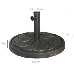 OUTSUNNY 18kg Round Resin Garden Parasol Base for Poles of 38mm-48mm in Bronze - thumbnail 3