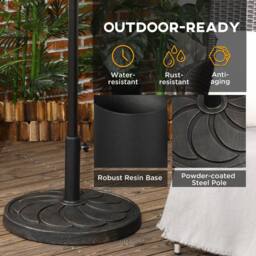OUTSUNNY 18kg Round Resin Garden Parasol Base for Poles of 38mm-48mm in Bronze - thumbnail 5
