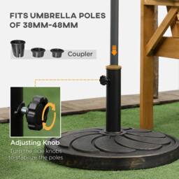 OUTSUNNY 18kg Round Resin Garden Parasol Base for Poles of 38mm-48mm in Bronze - thumbnail 4