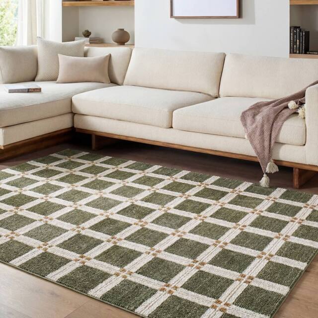Livabliss La Luna-Modern Brown Off-White Grey Green Graphic Living Dining Rug - Size: 200 cm x 275 cm - image 1