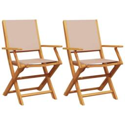 Berkfield Home Beautiful Garden Chairs 2 pcs Taupe Solid Wood Acacia & Fabric - thumbnail 3