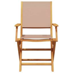 Berkfield Home Beautiful Garden Chairs 2 pcs Taupe Solid Wood Acacia & Fabric - thumbnail 5