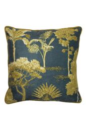 Paoletti Arboretum World Trees Embroidered Cushion in Blue - Size: 50 cm x 50 cm - thumbnail 1