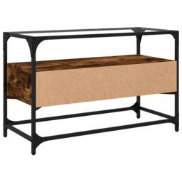 Berkfield Home TV Cabinet with Glass Top Smoked Oak 80x35x51 cm Engineered Wood in Brown - Size: 80 x 35 x 51 cm - thumbnail 6