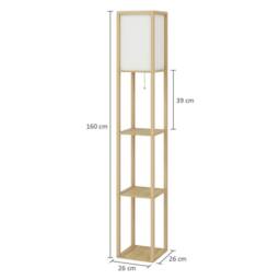 EONLION Wood Add LED Bulbs LED Floor Lamp Wooden 3-Tier Open Shelf Storage in Natural - thumbnail 2