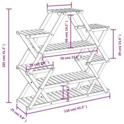 Berkfield Home Elegant Flower Stand 110x25x105 cm Solid Wood Fir in Brown - Size: 110 x 25 x 105 cm - thumbnail 8