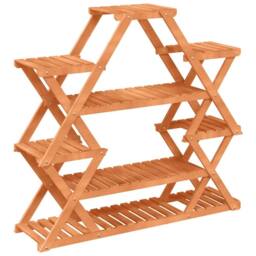 Berkfield Home Elegant Flower Stand 110x25x105 cm Solid Wood Fir in Brown - Size: 110 x 25 x 105 cm - thumbnail 6