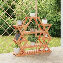 Berkfield Home Elegant Flower Stand 110x25x105 cm Solid Wood Fir in Brown - Size: 110 x 25 x 105 cm - thumbnail 2