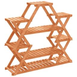 Berkfield Home Elegant Flower Stand 110x25x105 cm Solid Wood Fir in Brown - Size: 110 x 25 x 105 cm - thumbnail 3
