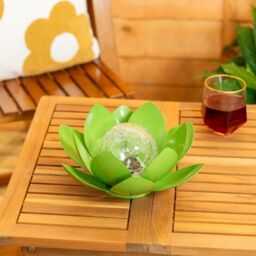 ValueLights Waterlily Solar Powered Outdoor Lotus Flower Decoration Garden Light in Bright Green - thumbnail 3