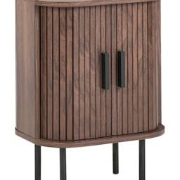 Wyld and Coco Nightstand with Sliding Doors Dark Brown MDF and Pine 40 x 30 cm - thumbnail 2