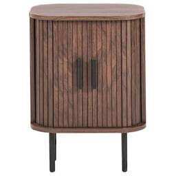 Wyld and Coco Nightstand with Sliding Doors Dark Brown MDF and Pine 40 x 30 cm - thumbnail 4