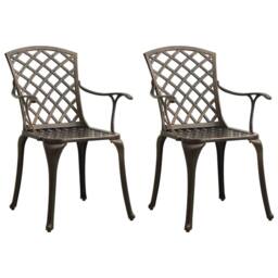 Berkfield Home Garden Chairs 2 pcs Cast Aluminium Bronze in Brown - thumbnail 2