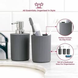 Kelvenix Matt Grey Rubber Coated Tumbler Soap Dish Holders - thumbnail 3