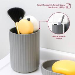 Kelvenix Matt Grey Rubber Coated Tumbler Soap Dish Holders - thumbnail 4