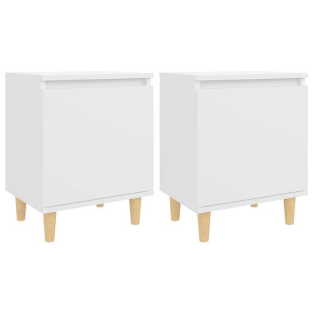 Berkfield Home Bed Cabinets with Solid Wood Legs 2 pcs White 40x30x50 cm - Size: 40 x 30 x 50 cm - image 1