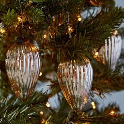 Paper High Set of 3 Silver Antique Effect Glass Teardrop Baubles