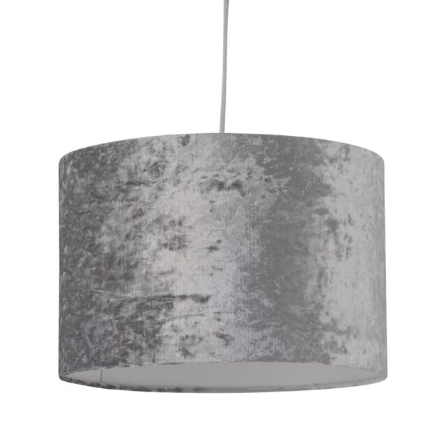 First Choice Lighting Grey Crushed Velvet 25cm Pendant Lightshade - image 1