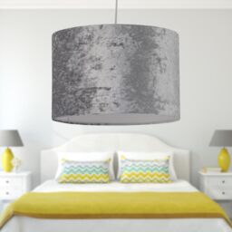 First Choice Lighting Grey Crushed Velvet 25cm Pendant Lightshade - thumbnail 4
