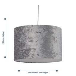 First Choice Lighting Grey Crushed Velvet 25cm Pendant Lightshade - thumbnail 7