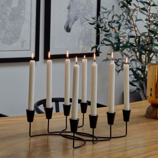 Ivyline Black Circular 8 Pc Candle Holder H12cm W34cm - Perfect For A Table Setting - Adds Warmth To A Space - image 1